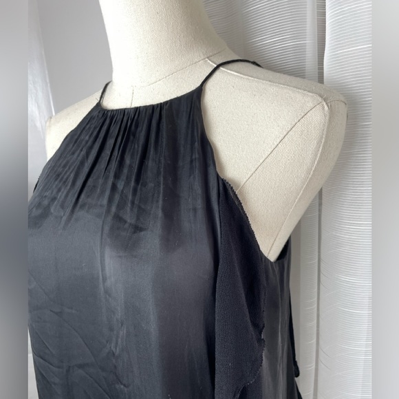 Kimchi Blue Lace Up Back Black Mini Ruffle Chiffon Halter Dress Size Small - Picture 4 of 12